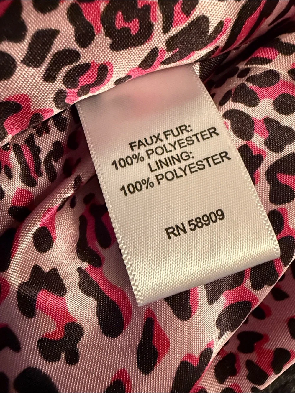 Girls' Black Faux Fur Vest with Pink Leopard Lining